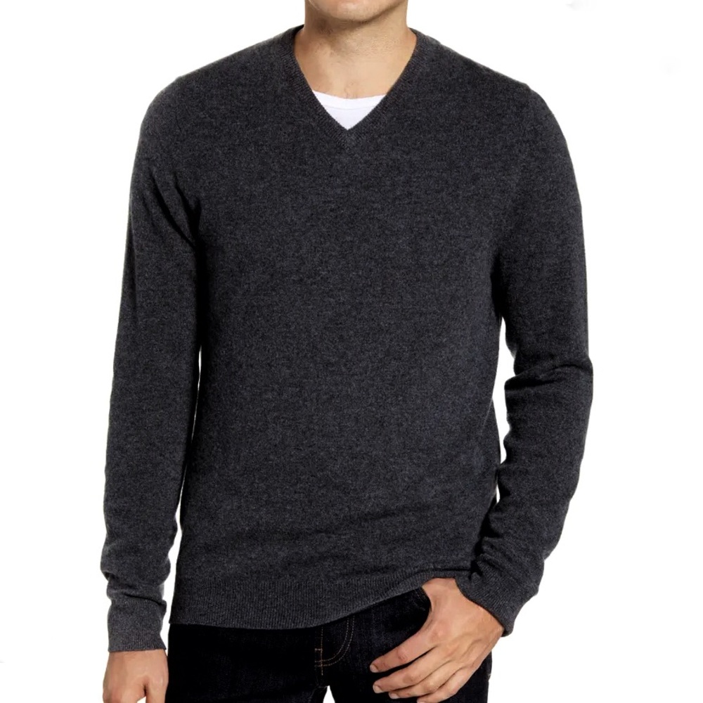Halogen Men’s Size L Merino Wool Blend Charcoal Soft Sweater